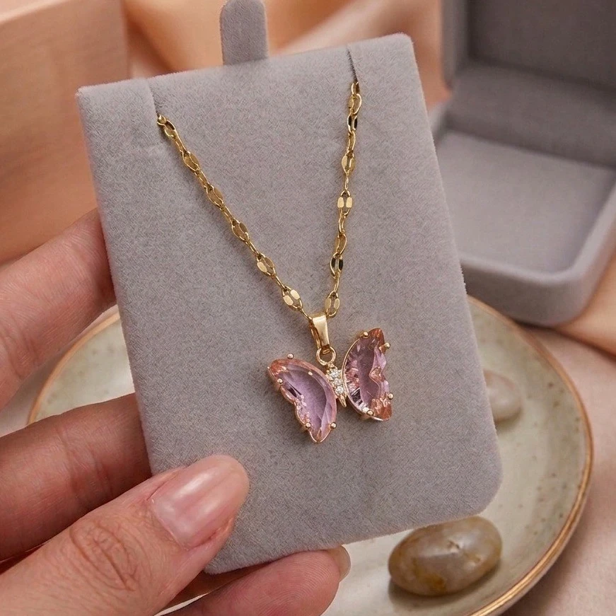 Cadena butterfly rosa