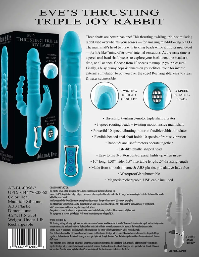 Eve’s Thrusting Triple Joy Rabbit Blue 5