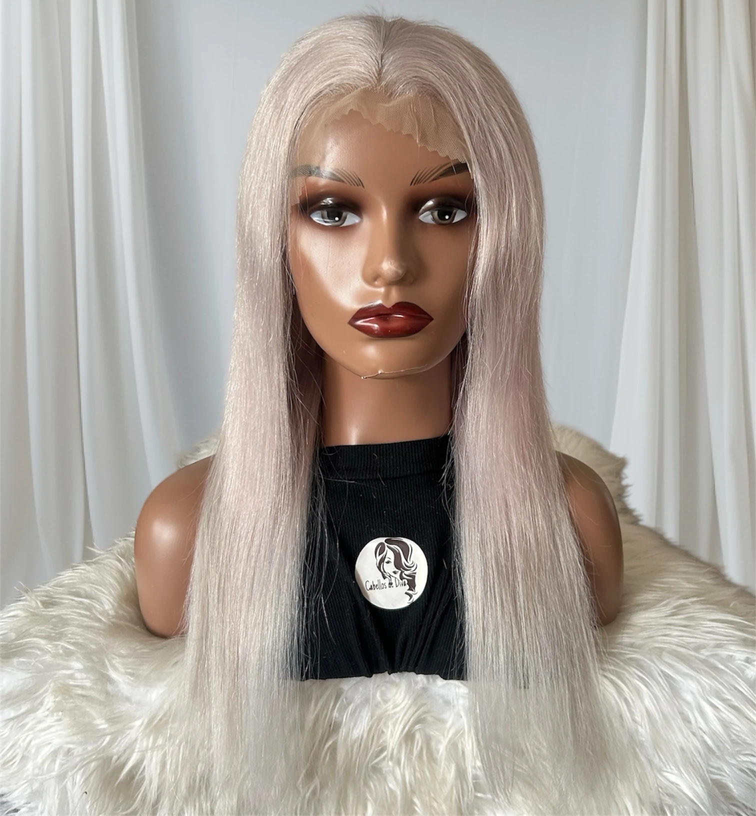 Peluca gris de cabello humamo, 20 pulgada, frontal lace 13x4, 150% densidad  2