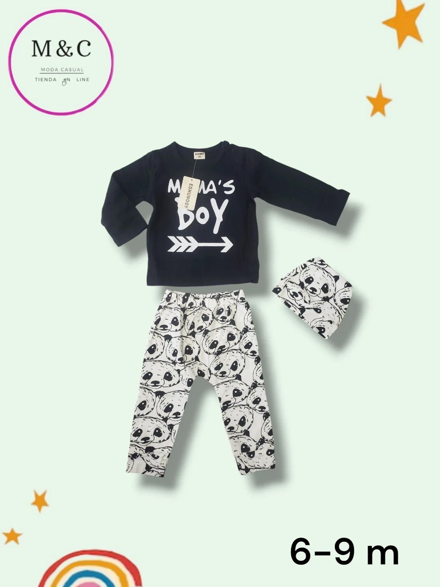Pijama niño 6 a 9 meses 3 piezas 