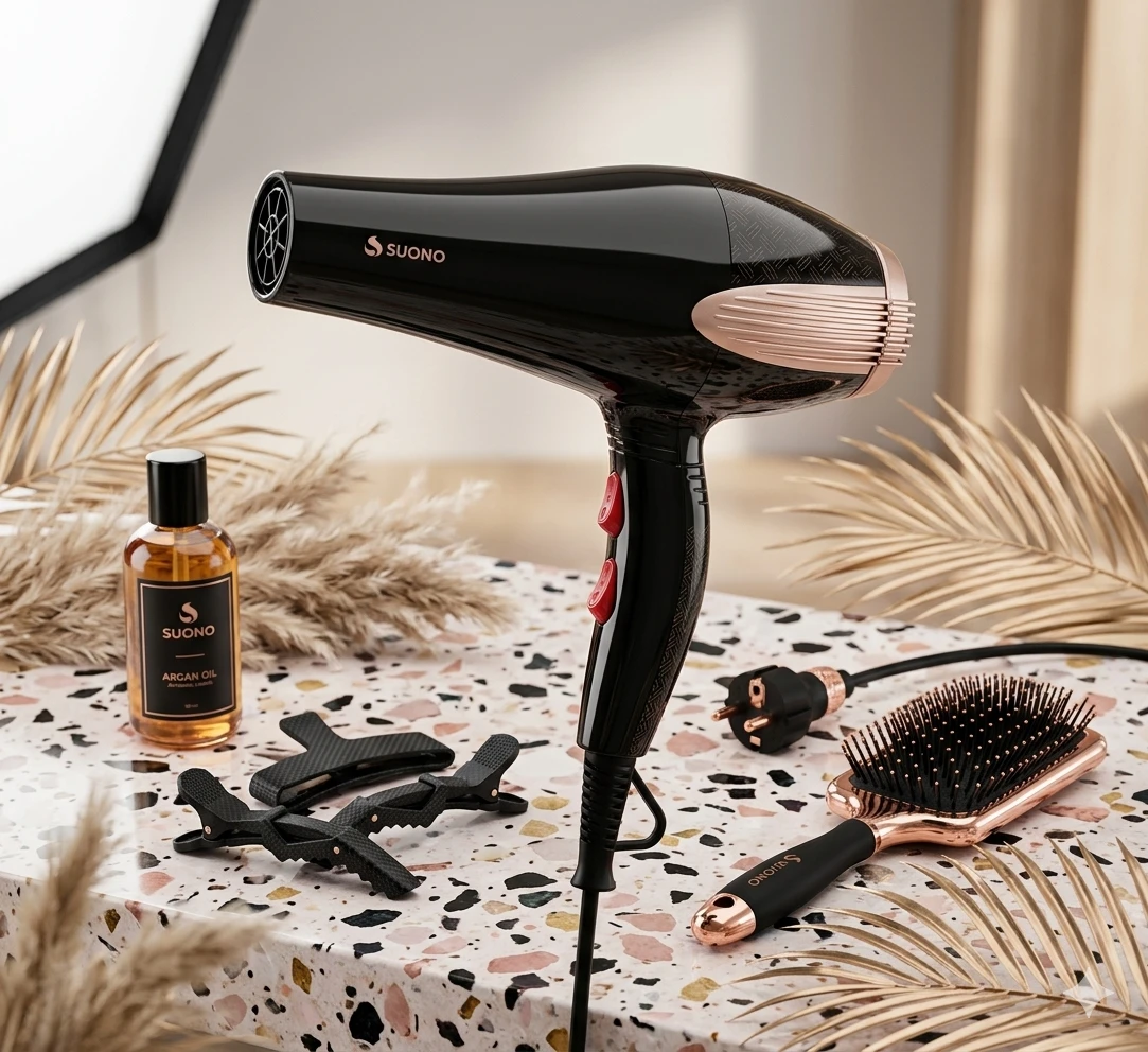 Secador De Cabello Suono Snpe-1002 1600w Dos Velocidades Color Negro