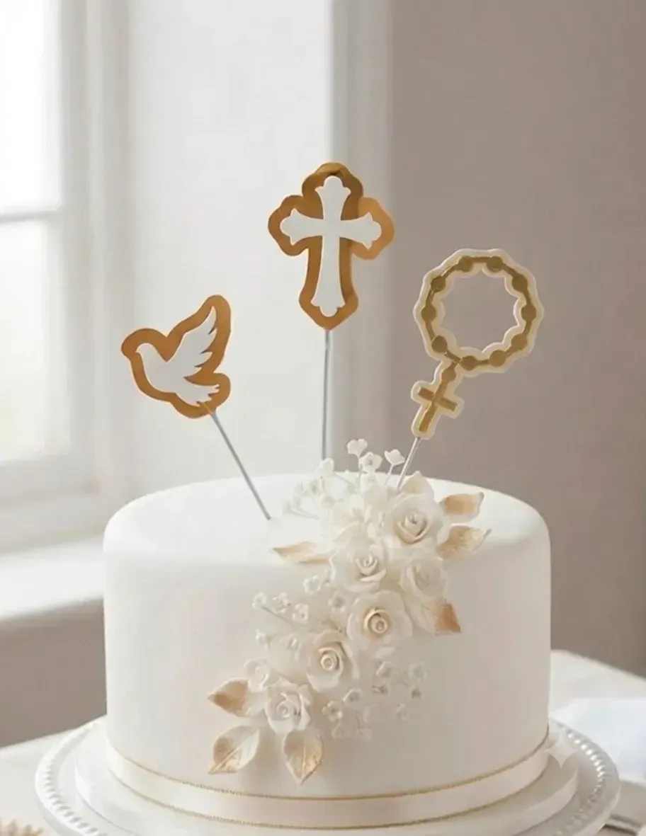 Cake topper chico metalizado comunion 