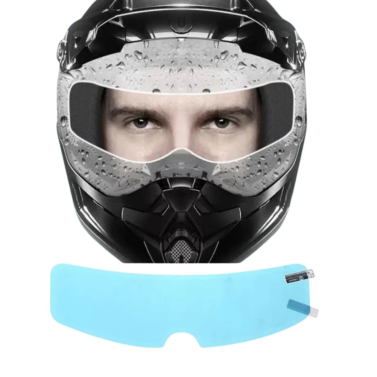 PROTECTOR UNIVERSAL PARA CASCO CON PELÍCULA ANTIVAHO O LLUVIA