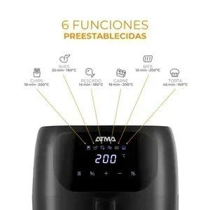 FREIDORA DE AIRE ATMA DIGITAL NEGRA 6,5L 2
