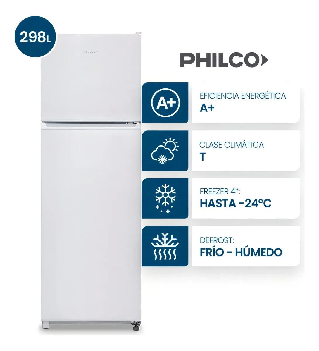 Heladera Cíclica Philco Top Mount Phct302b 298lts