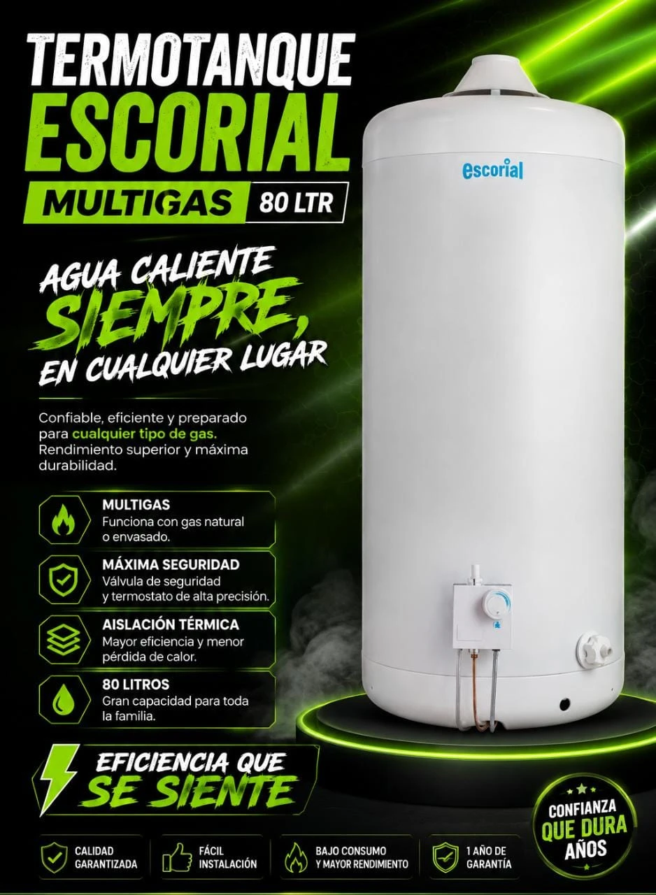 Termotanque Escorial Multigas 80LTR