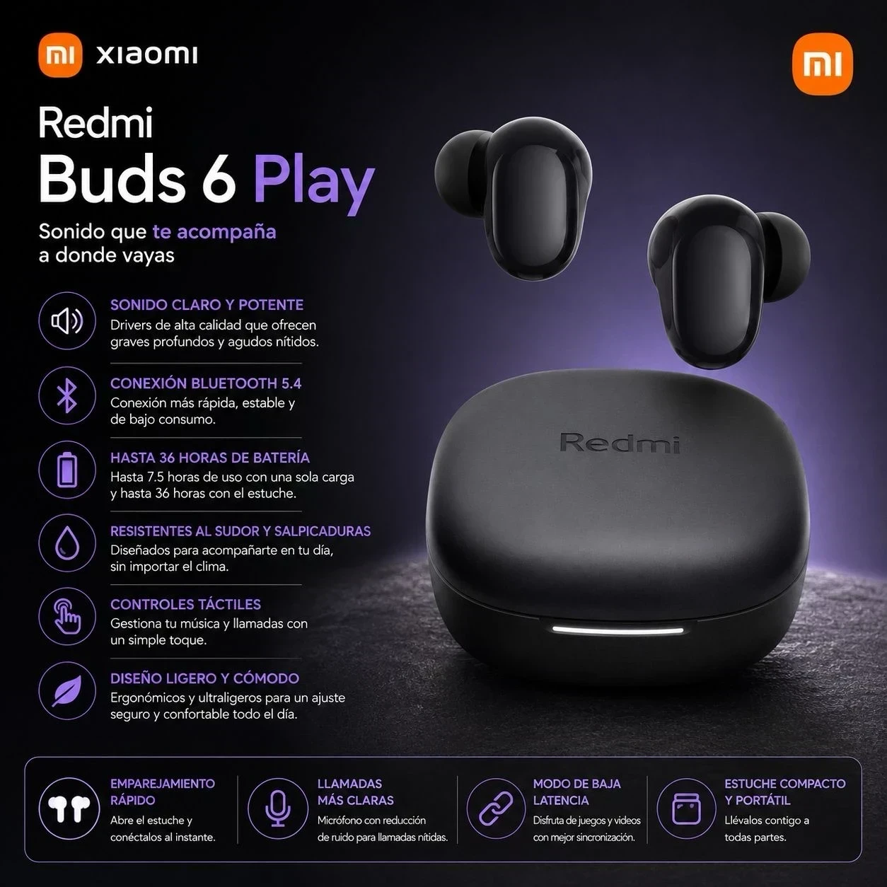 AURICULAR XIAOMI REDMI BUDS 6 PLAY BLUETOOTH