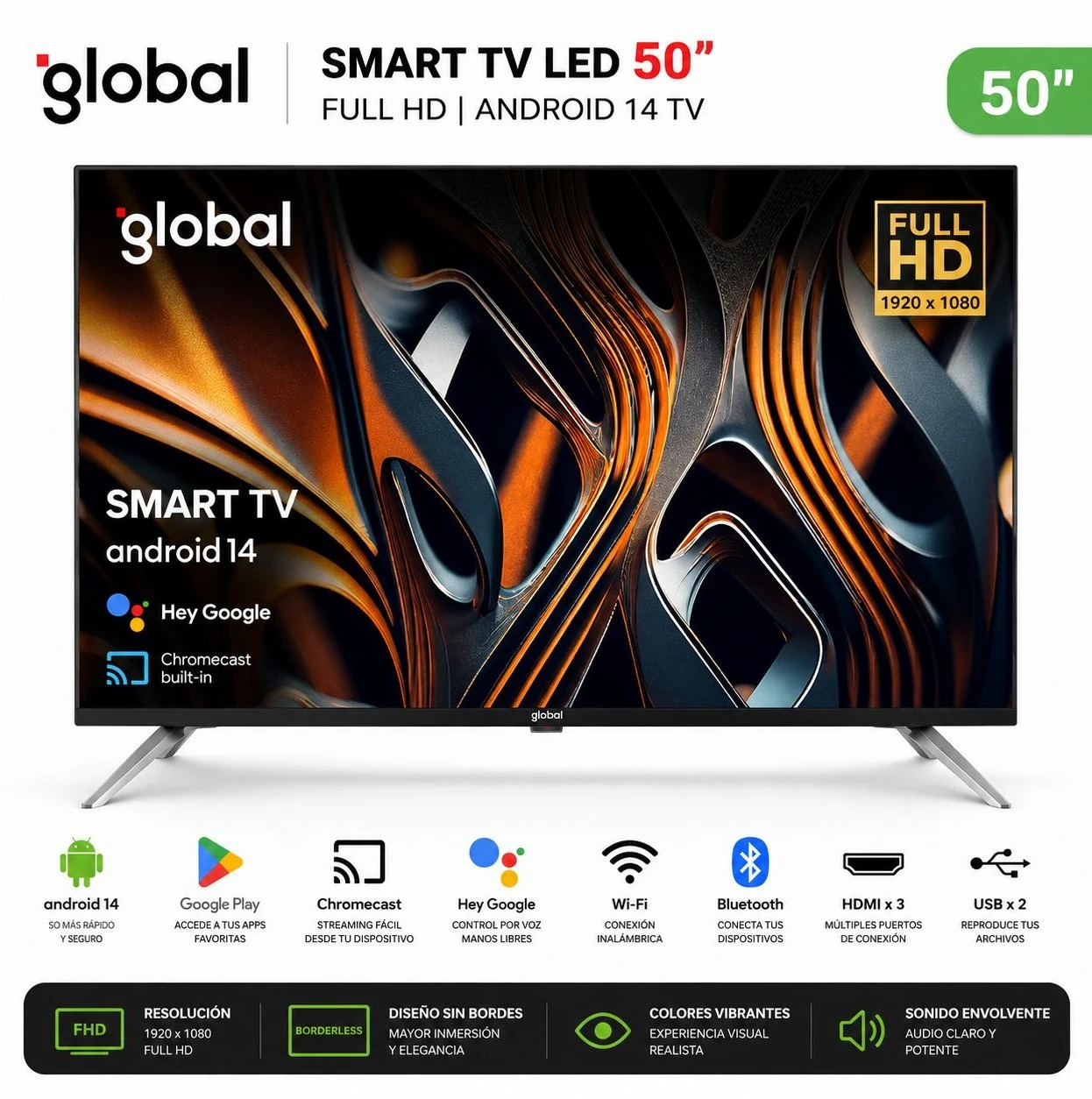 SMART TV GLOBAL 50" C/ANDRIOD TV* 