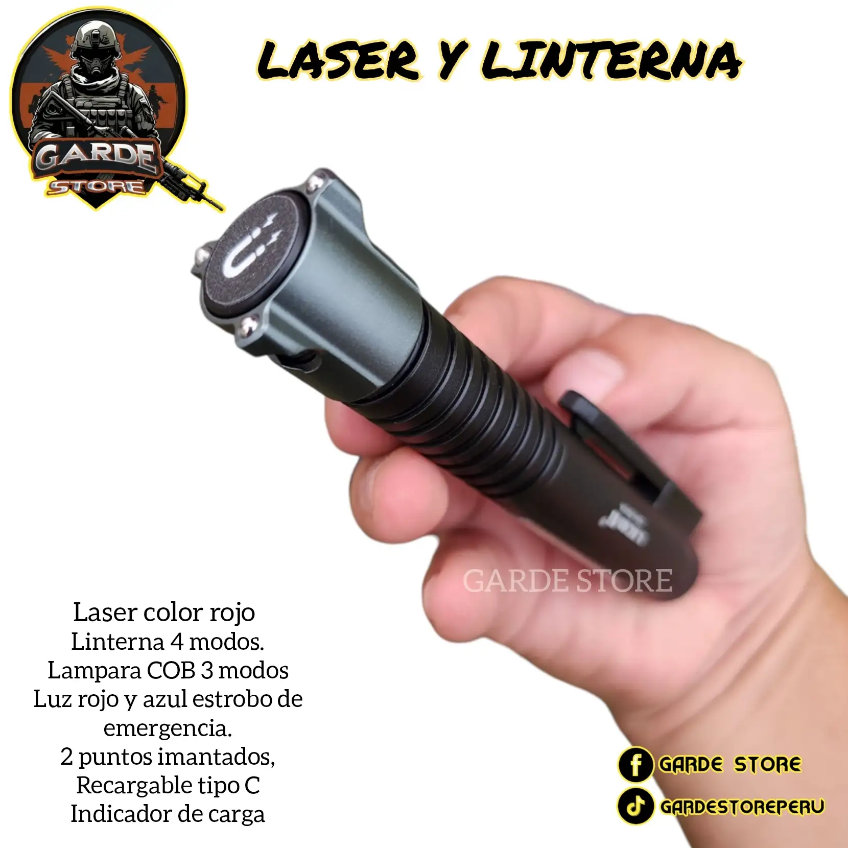LINTERNA TÁCTICA CON LÁSER Y ESTROBO.  2