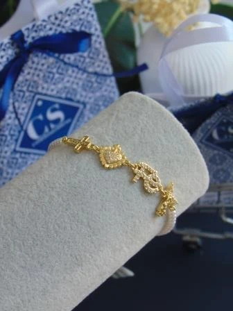 PULSERA RODIO DOR DIJES RELIGIOSOS PULSO PERLAS 2
