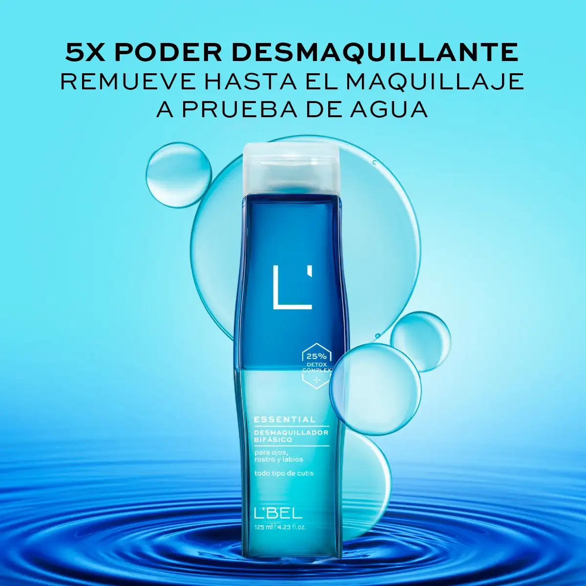 Loción Desmaquillante Bifásica Remueve Maquillaje a Prueba de Agua 125 ml