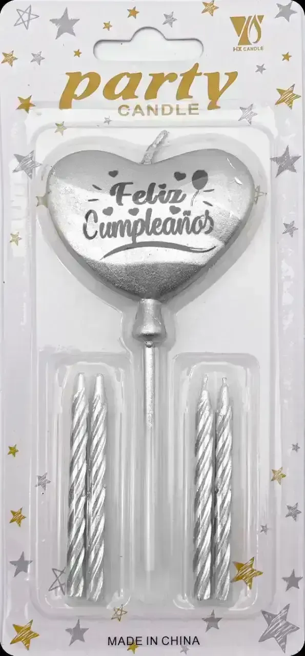 Vela corazón "Feliz Cumpleaños" 5 pcs 2