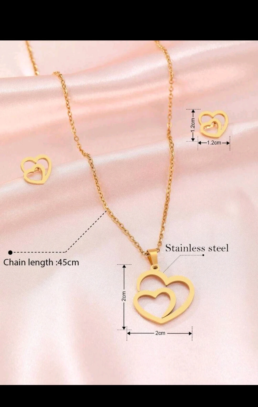 Set de collar y pendientes con diseño de corazón ❤️ 6