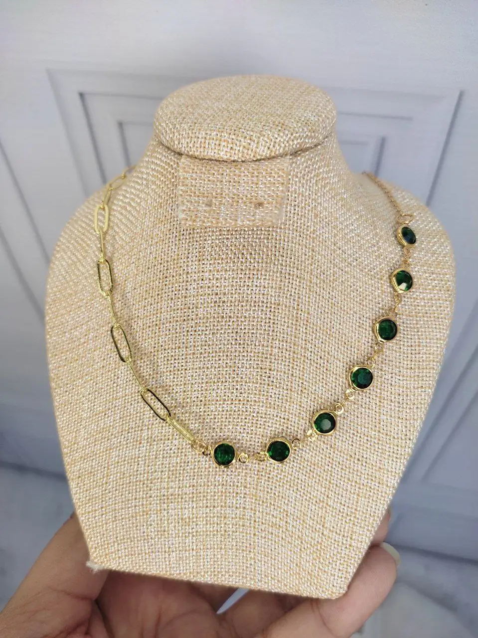 CHOKER CLIP Y PIEDRAS VERDES