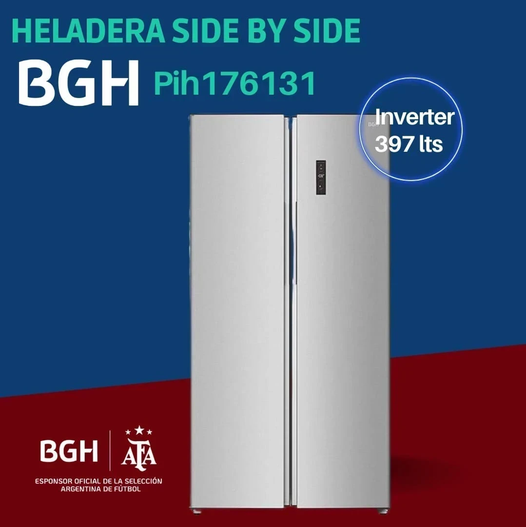 HELADERA SIDE BY SIDE BGH 397LTS INOXIDABLE 