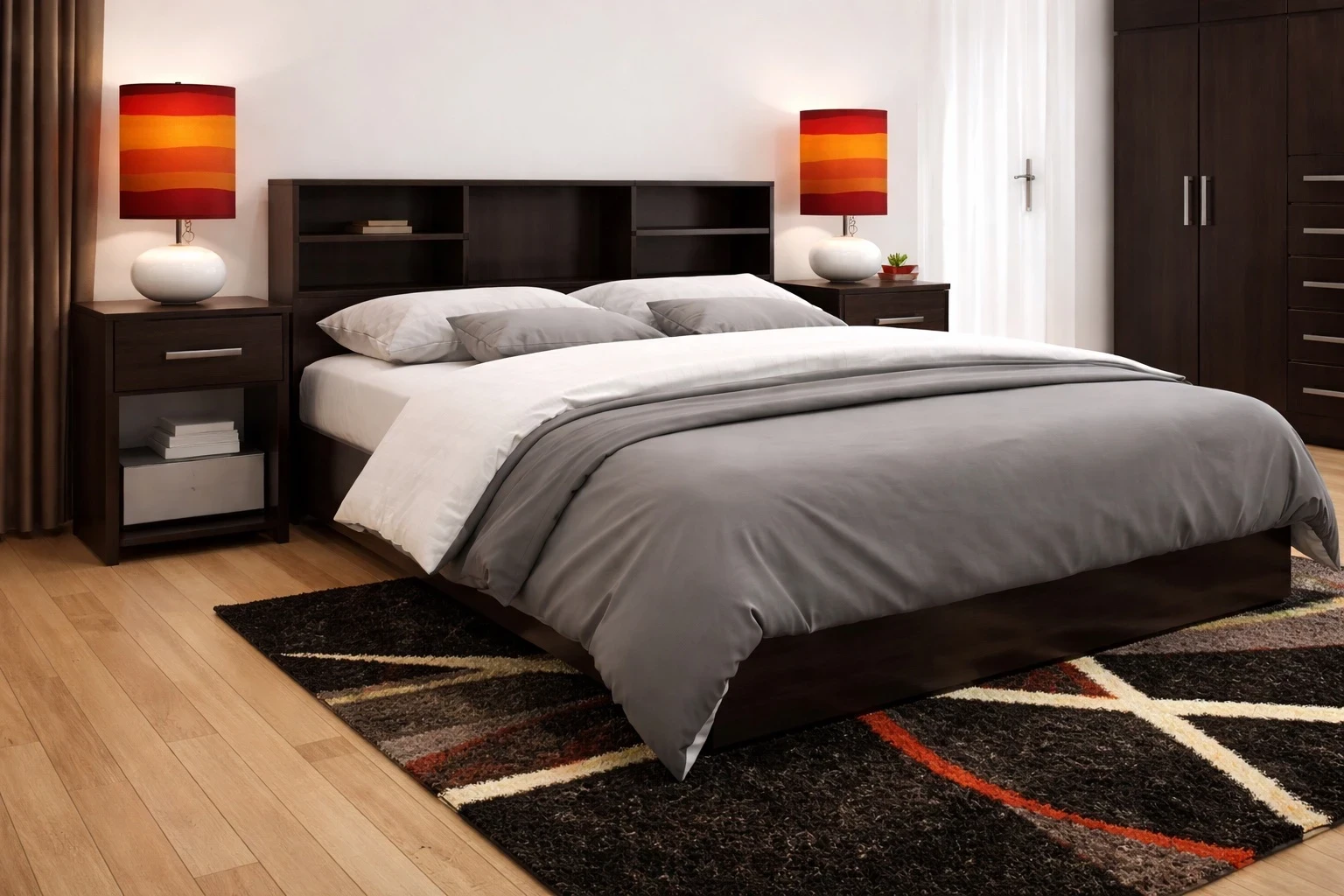 CAMA 2 PLAZAS ORLANDI C/RESPALDO REPISA WENGUE