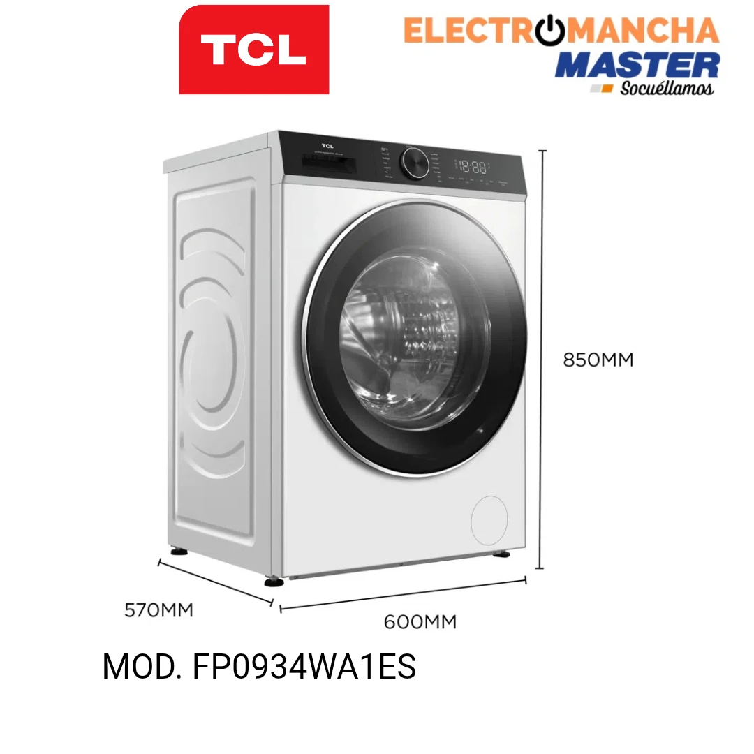 LAVADORA TCL FP0934WA1ES 9 KG. 1400 RPM. CLASE A  10