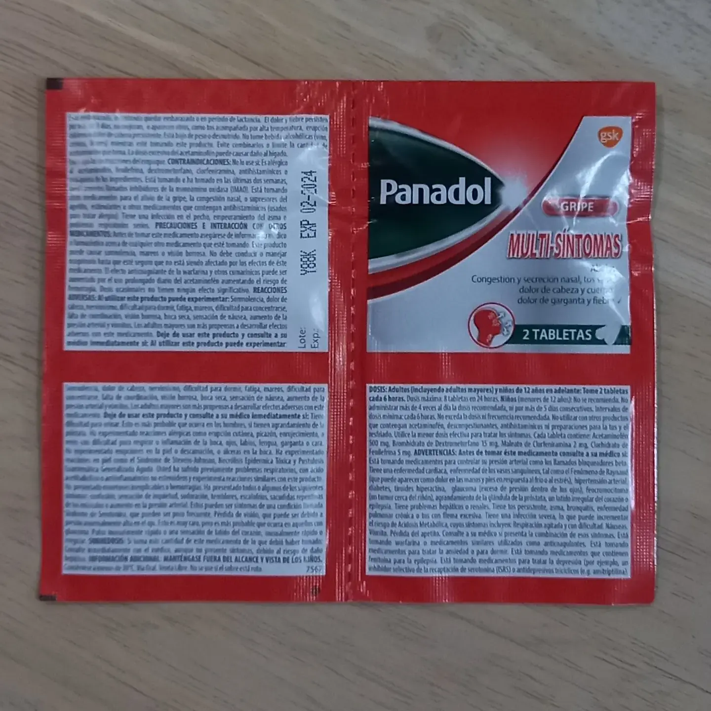 Panadol multicintomas 
