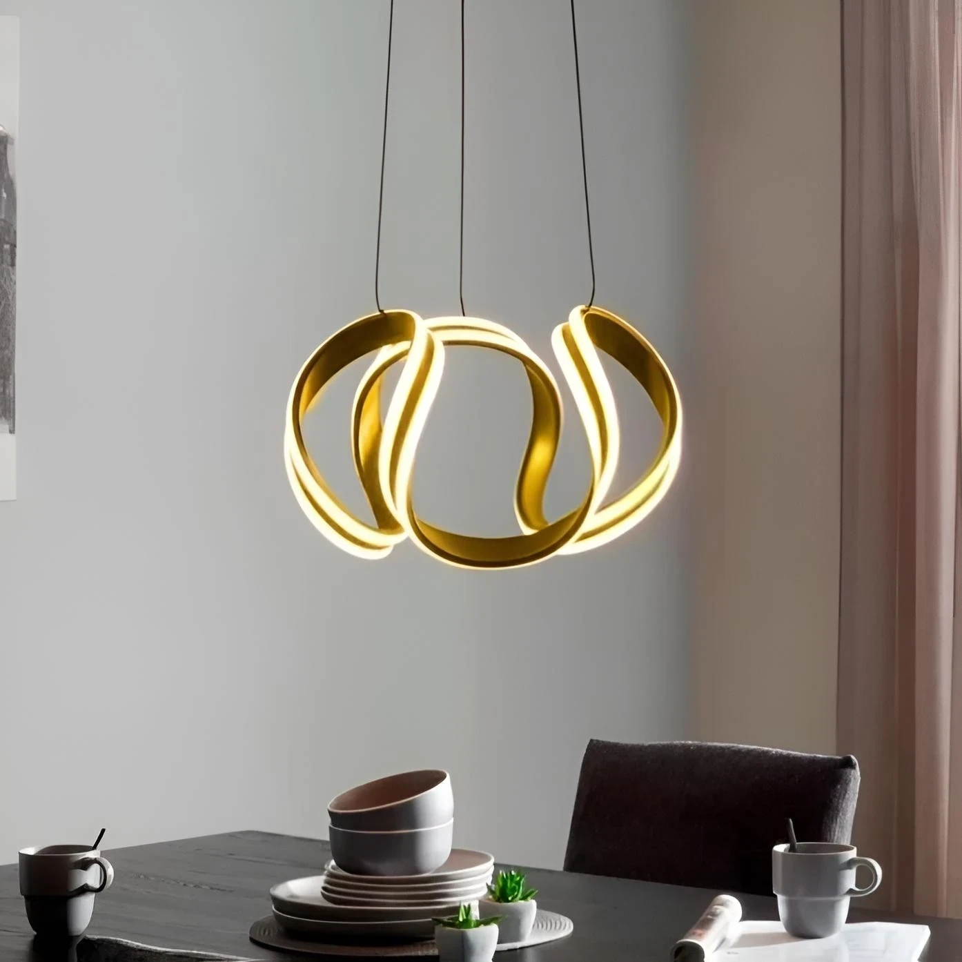 LAMPARA COLGANTE LED 55W 3TONOS DORADA IRIS 85-265V 48X35CM  2