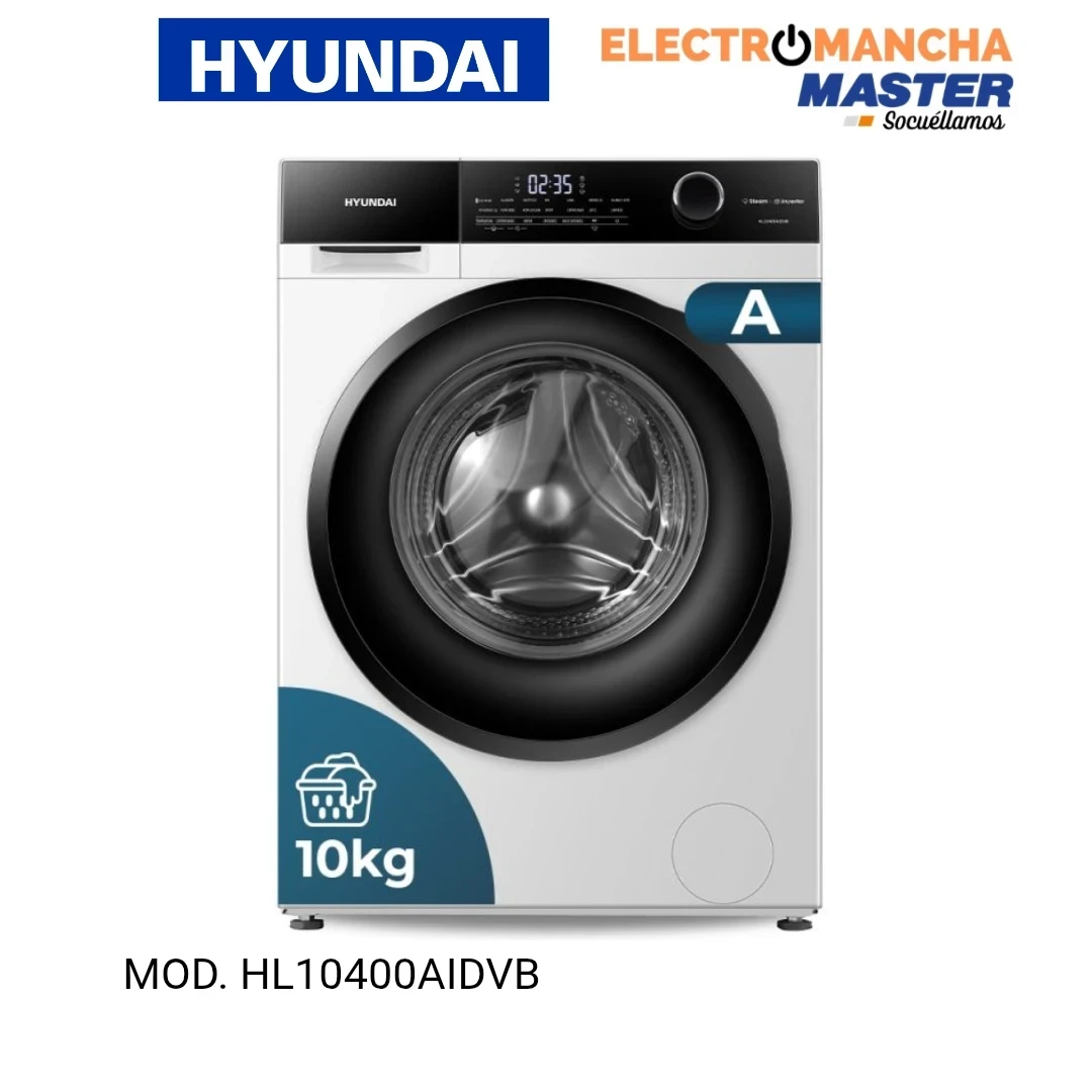 LAVADORA HYUNDAI HL10400AIDVB 10 KILOS 1400 RPM. A 