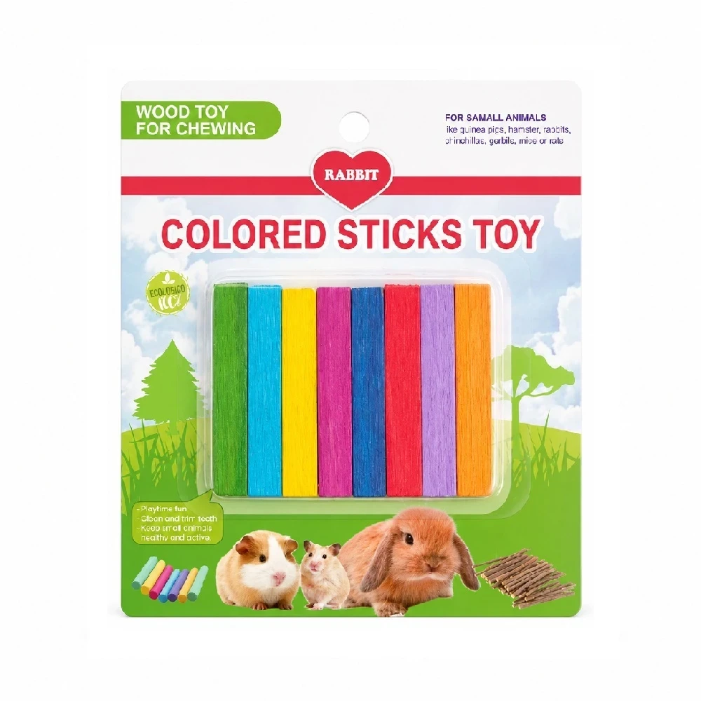 Palitos De Madera Colores Para Roedores X 5 Unidades