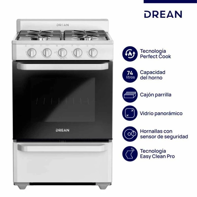 COCINA DREAN 56CM CD5602aBo MULTIGAS BLANCA