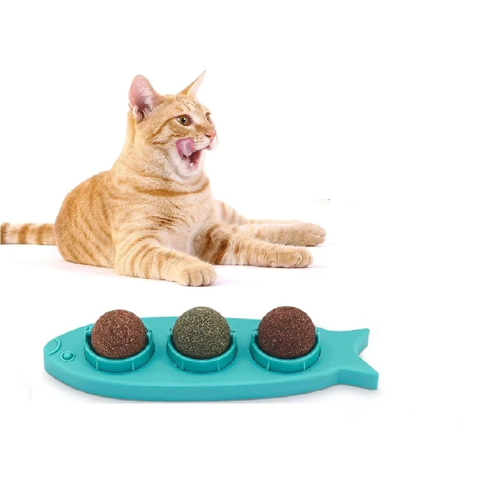 Catnip en bola turquesa con juguete x 3 unidades