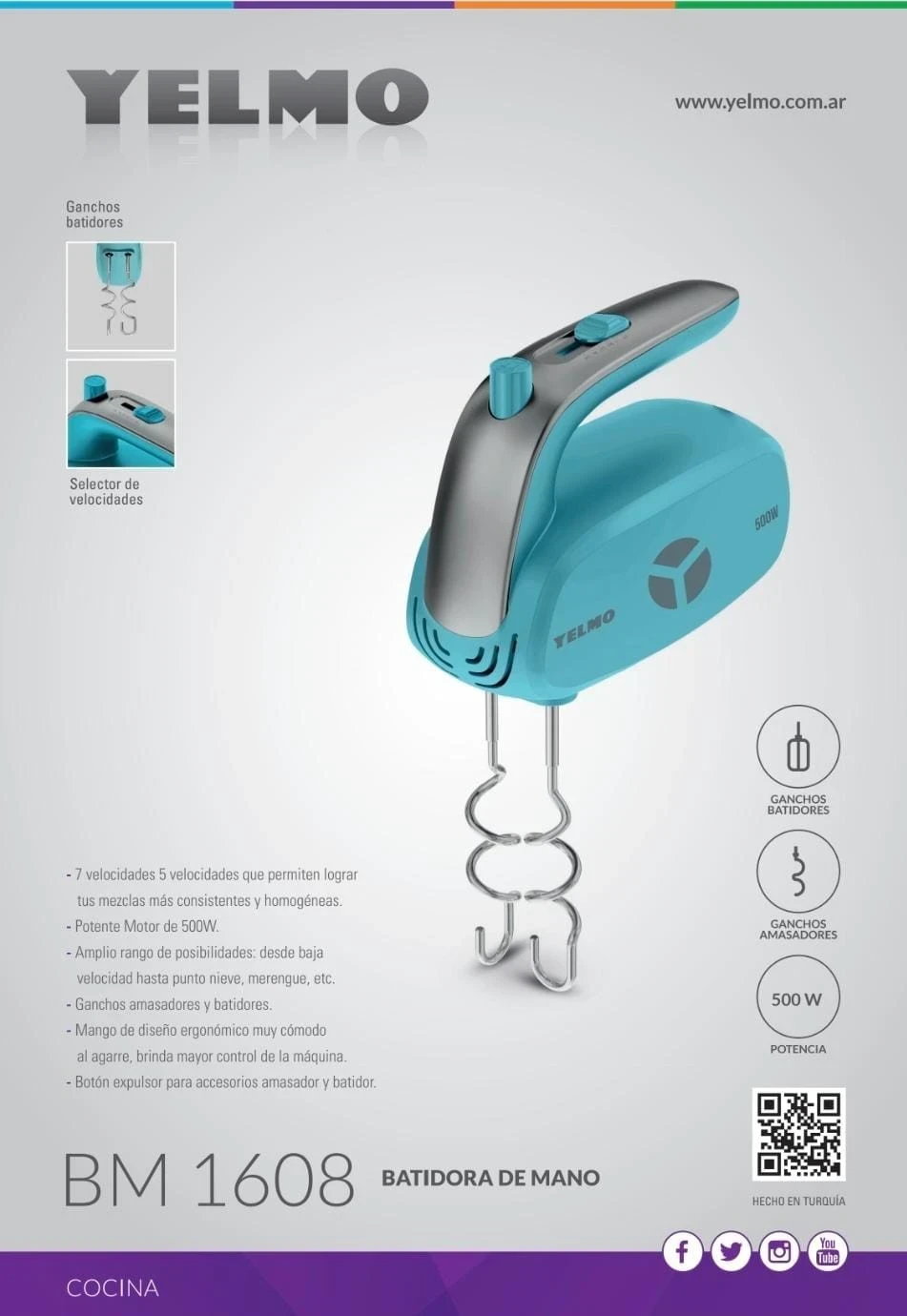 🪄 *BATIDORA DE MANO YELMO BM-1608C 