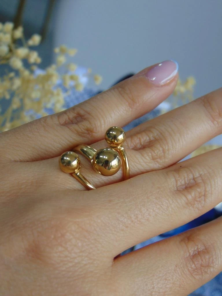 ANILLO ACERO DOR PUNTAS BALINES TALLAS