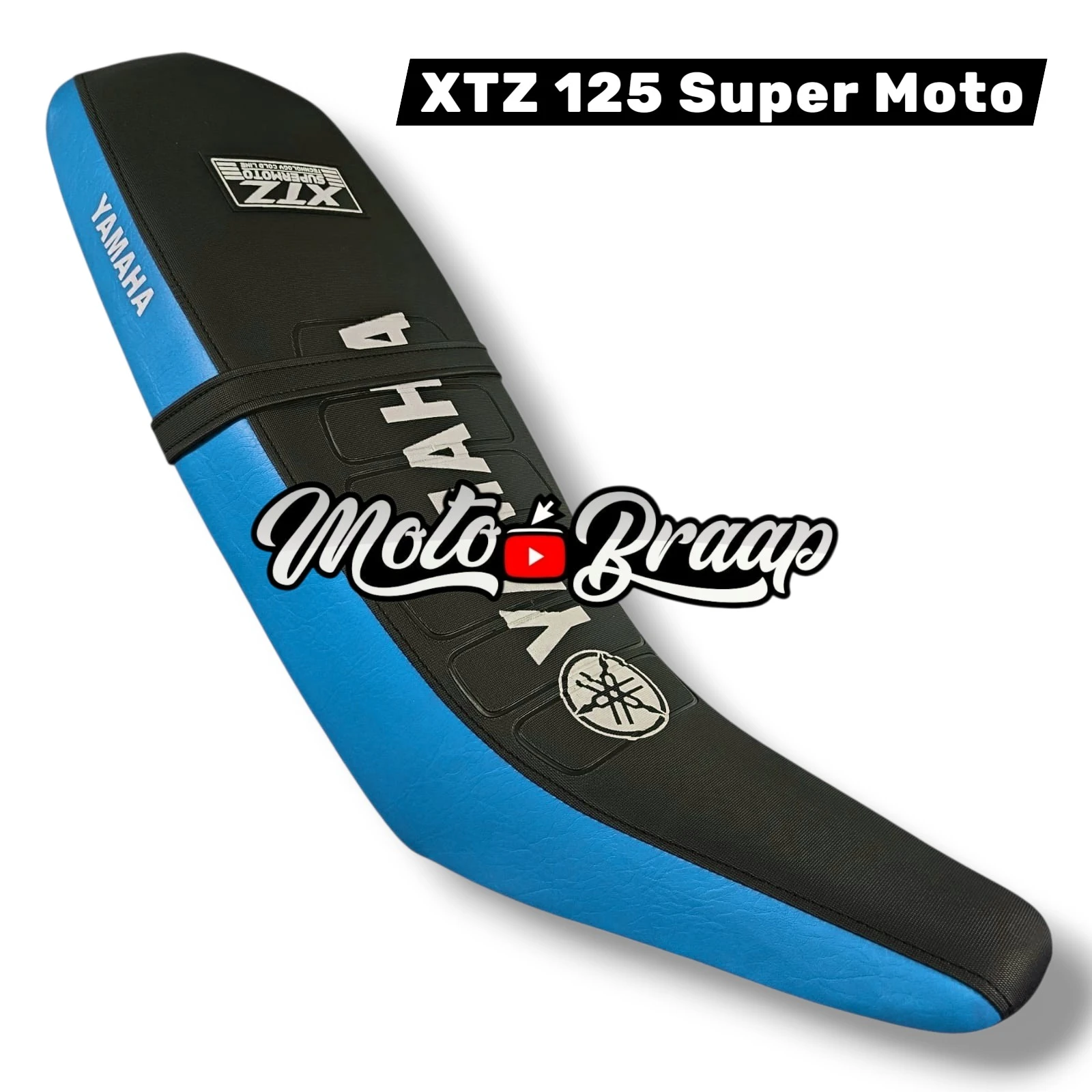 TP XTZ 125 Forro Tapizado super moto negro / celeste / letrero en medio DW