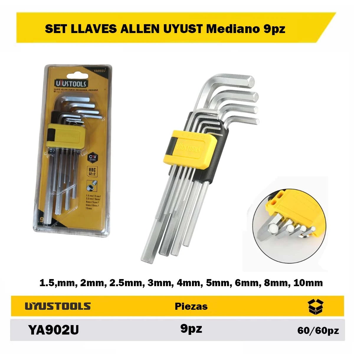 SET LLAVES ALLEN UYUST Mediano 9pz
