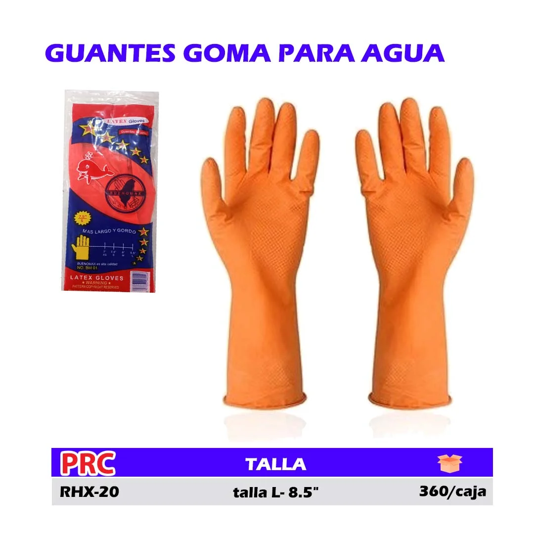 GUANTES GOMA PARA AGUA talla L- 8.5" (HS02#22-1)