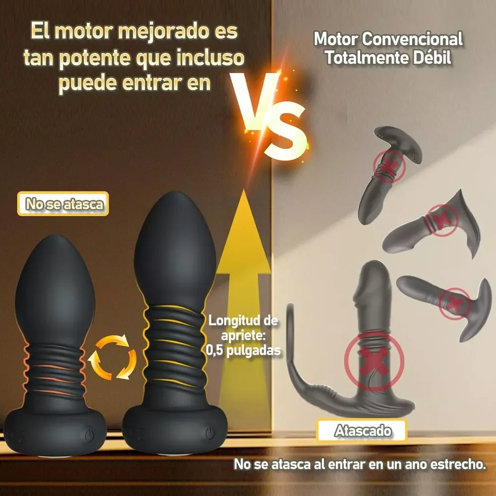 Vibrador Plug Anal Vibrador Telescópica Con Control Remoto 4