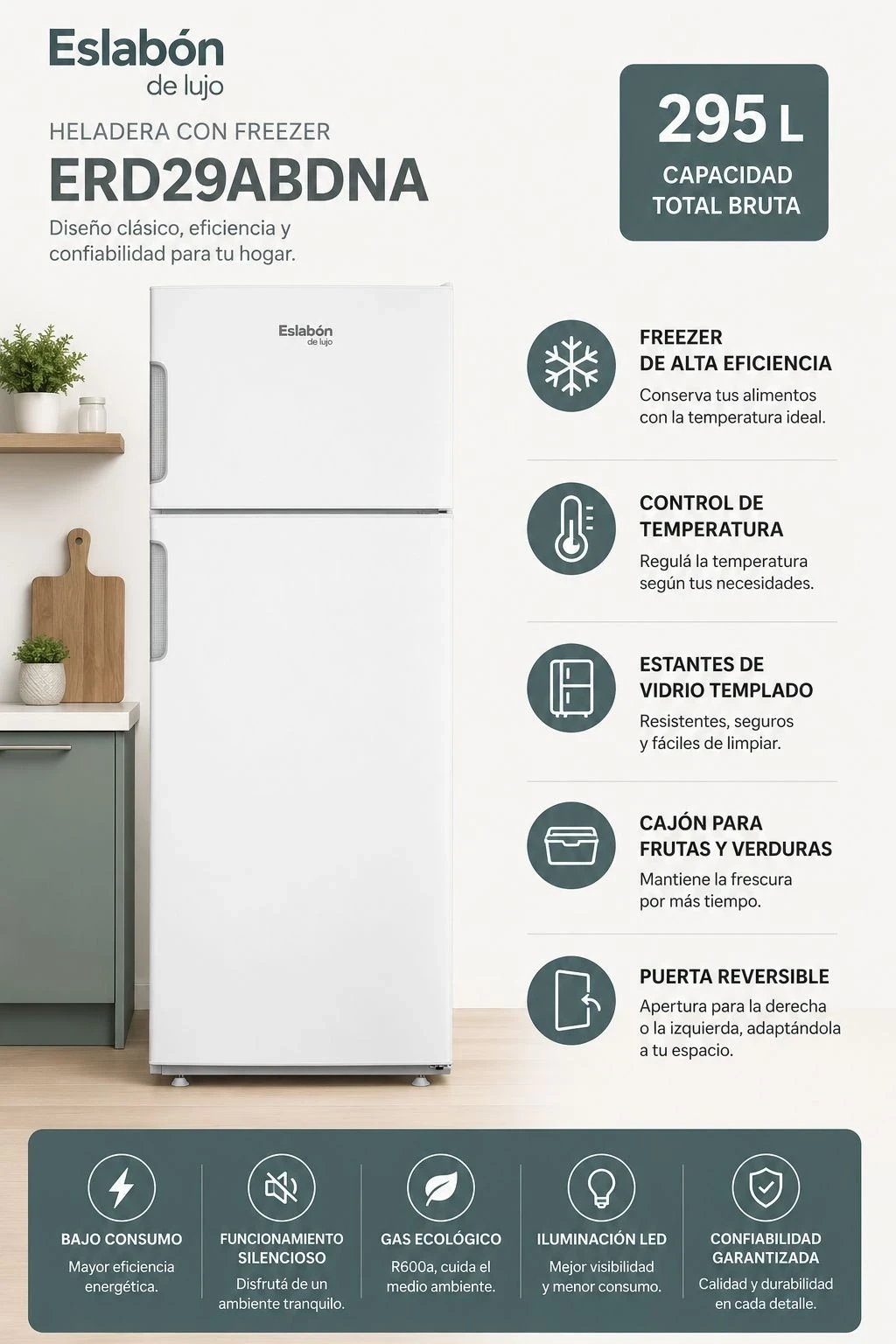 Heladera Eslabon de lujo ERD29AB 273LTS