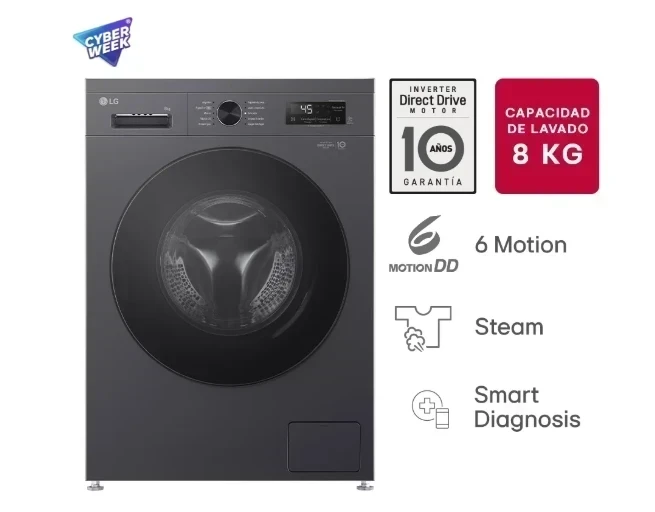LAVARROPAS LG 8KG INVERTER NEGRO 