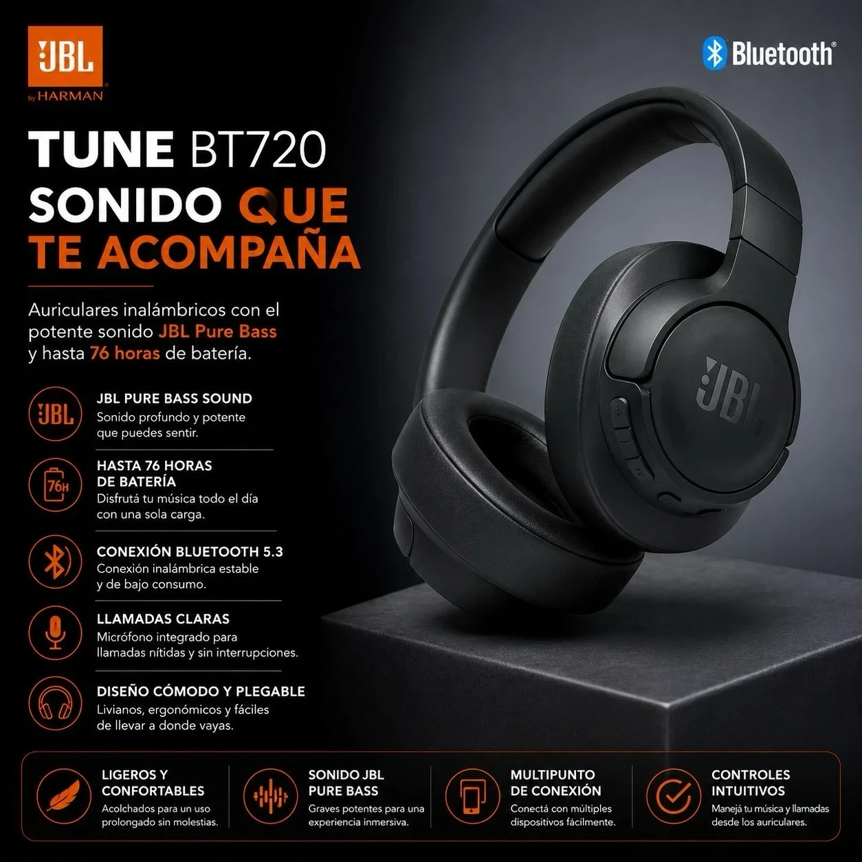 Auriculares JBL Tune 720BT