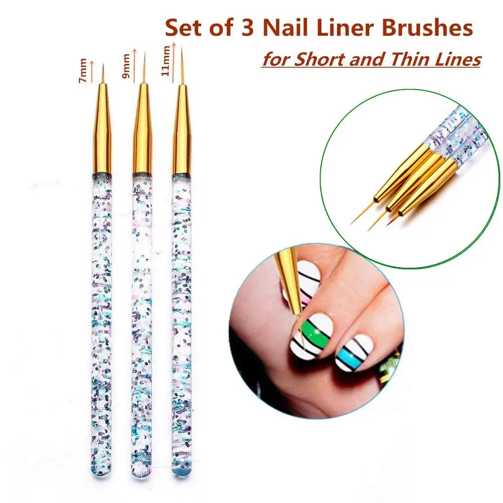 Set 3 Pinceles Liner para Decorar Uñas