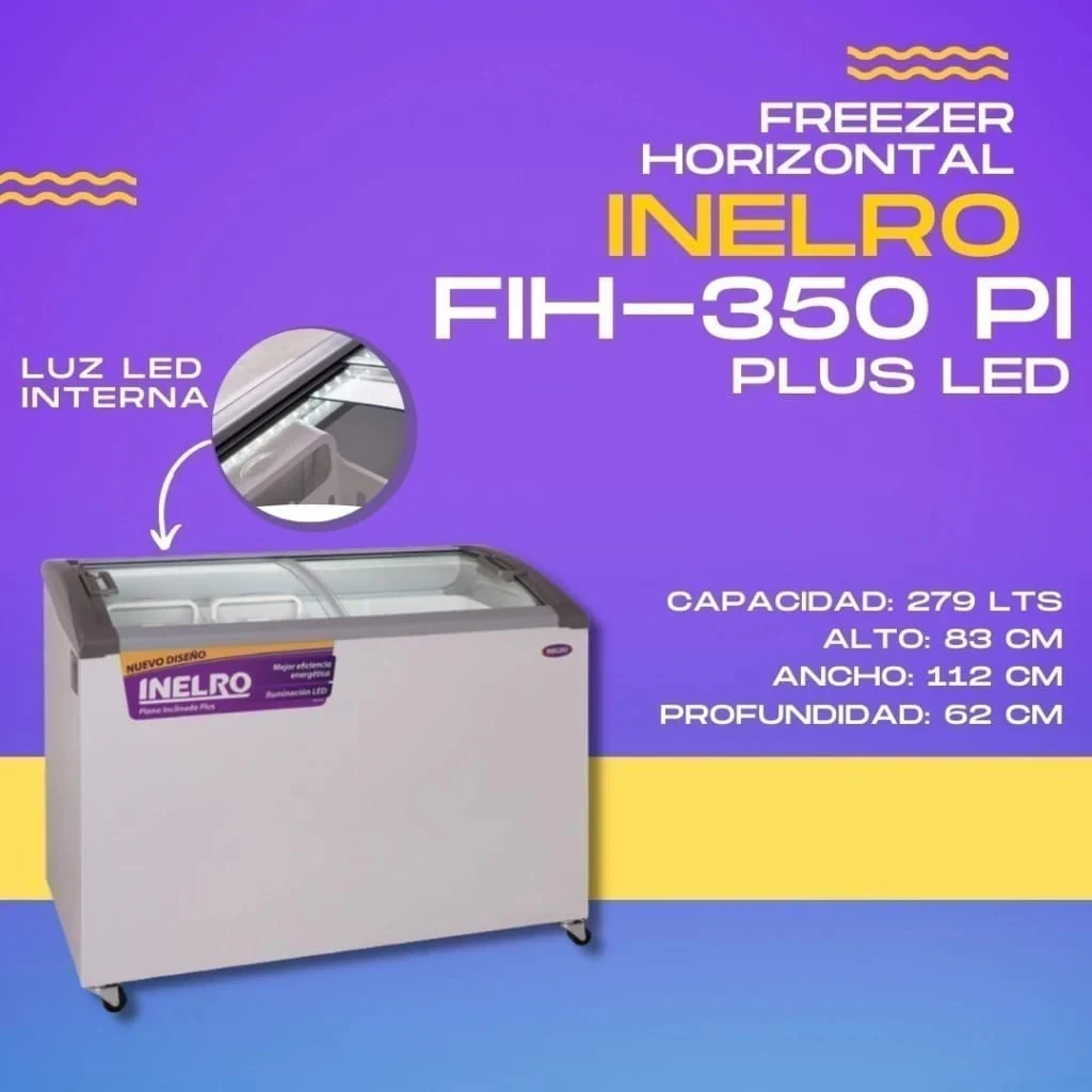 FREEZER HORIZONTAL INELRO 350LTS PLUS LED TAPA DE VIDRIO 