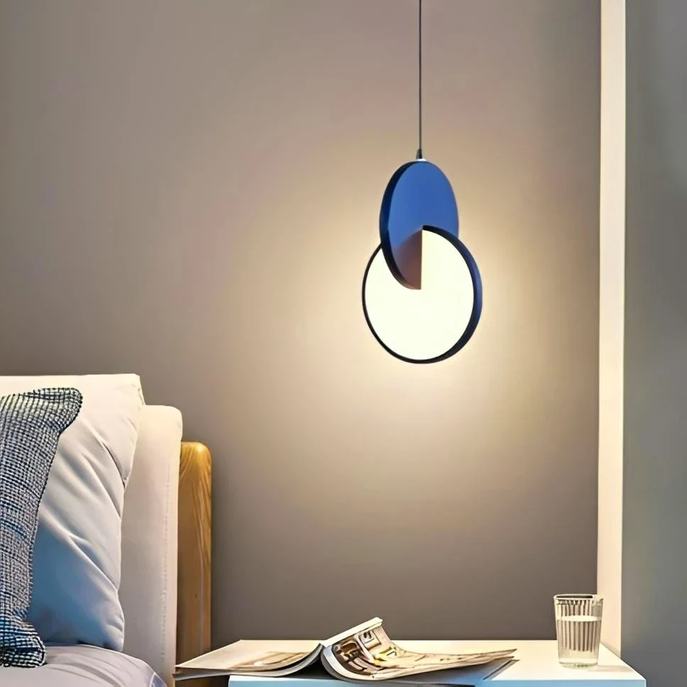 LAMPARA COLGANTE LED 7W 3000K D180MM COLOR AZUL 85-265V METAL + ALUMINIO CABLE 175CM 2