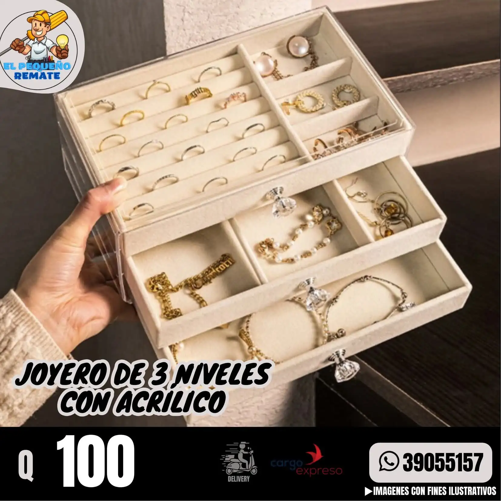 JOYERO DE 3 NIVELES VON ACRÍLICO  2