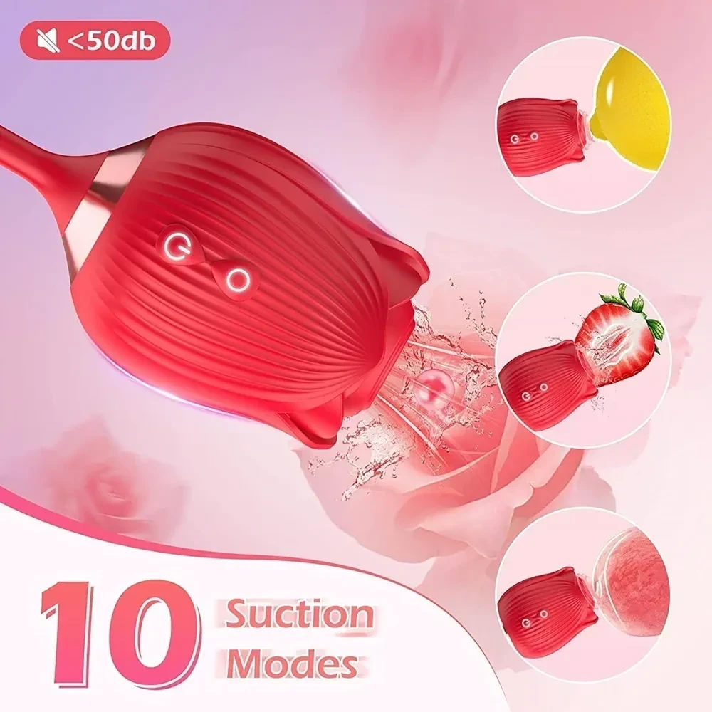 Vibrador Dual Rosa "Thrusting & Suction" 4