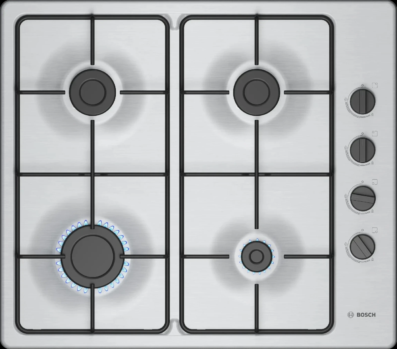 ANAFE A GAS 60 CM BOSCH PBP6B5K80 BASE INOX 4 HORNALLAS ‼️SOLO POR PEDIDOS ‼️ 