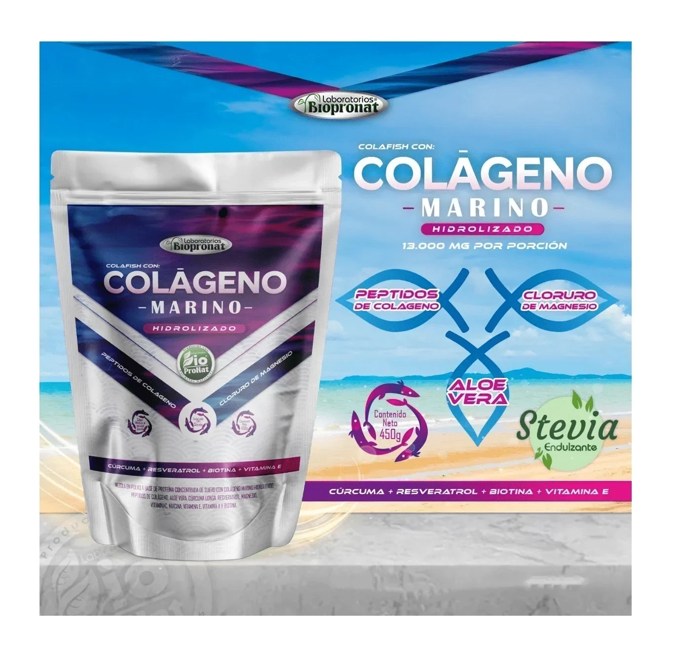 Colágeno Marino Hidrolizado X 450 grs Biopronat 2