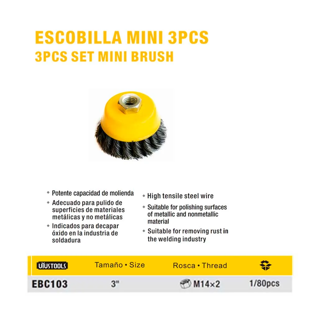 ESCOBILLA COPA ESMERIL UYUST 3" Twisted