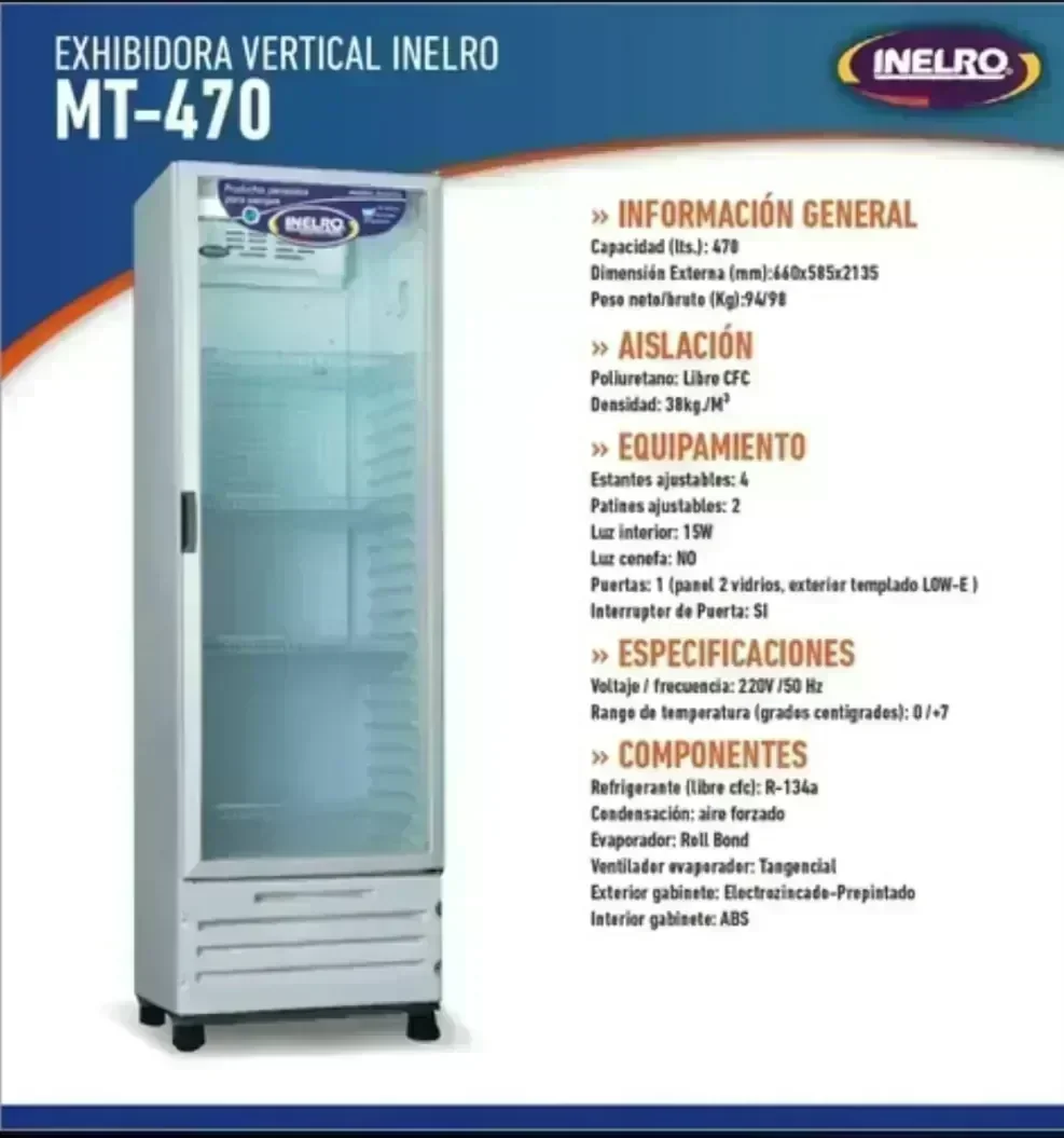 Heladera Exhibidora Inelro MT470 470Lts.