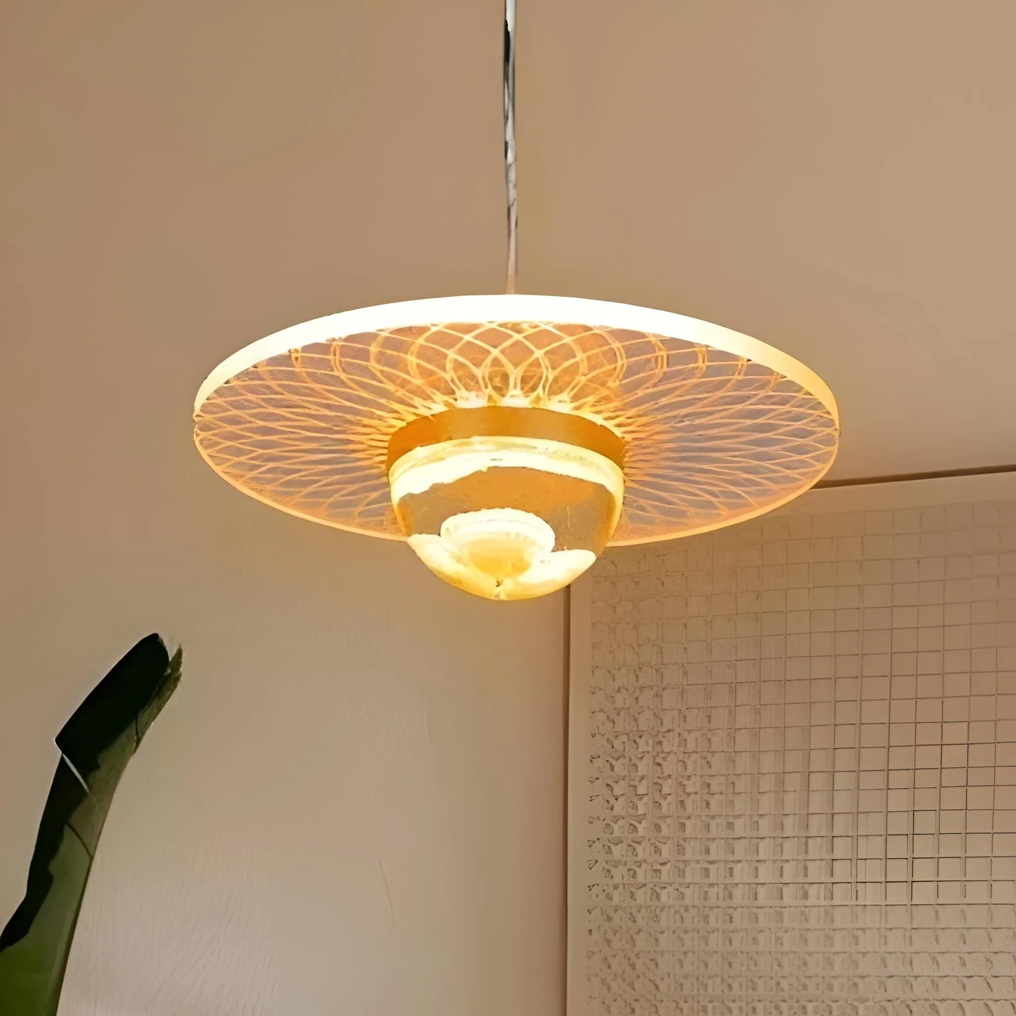 LAMPARA COLGANTE LED 5*3W, 3000K 4000K 6000K, 85-265V,METAL+ACRILICO, COLOR DORADO, D:16CM*5.5CM, CABLE 187CM
