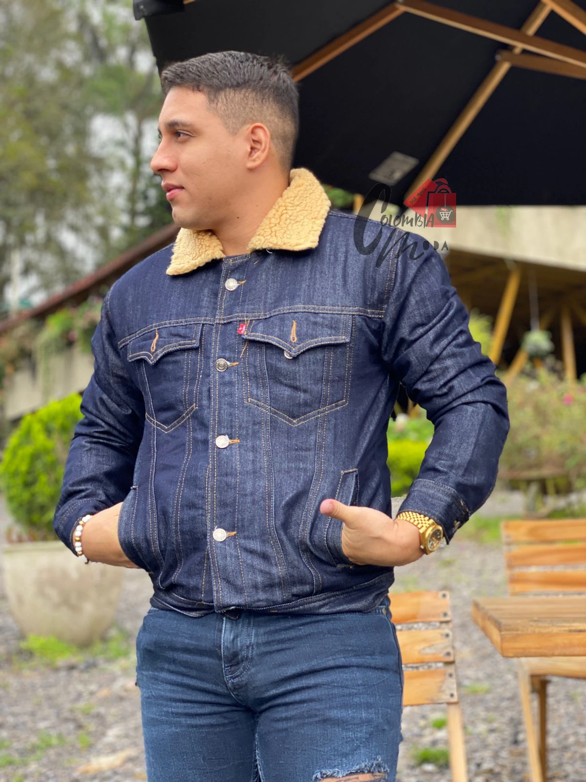 Chaqueta caballero en Jean ovejera 5