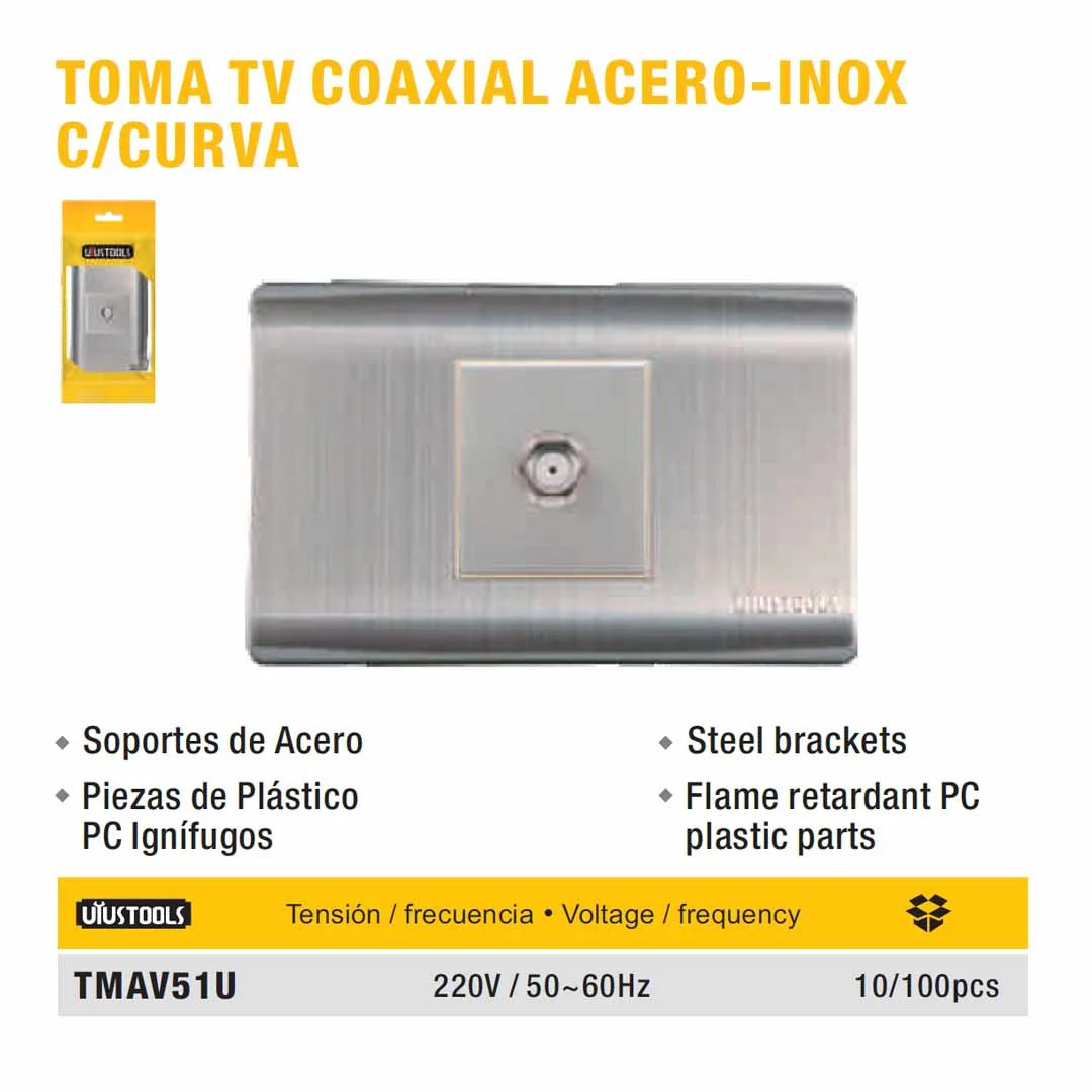 PLACA ELECTRICA TV CABLE acero UYUST 