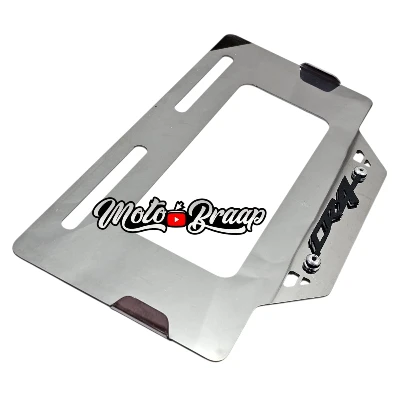 AKT CR 4 Porta placa acero cromado logo 3d negro ML