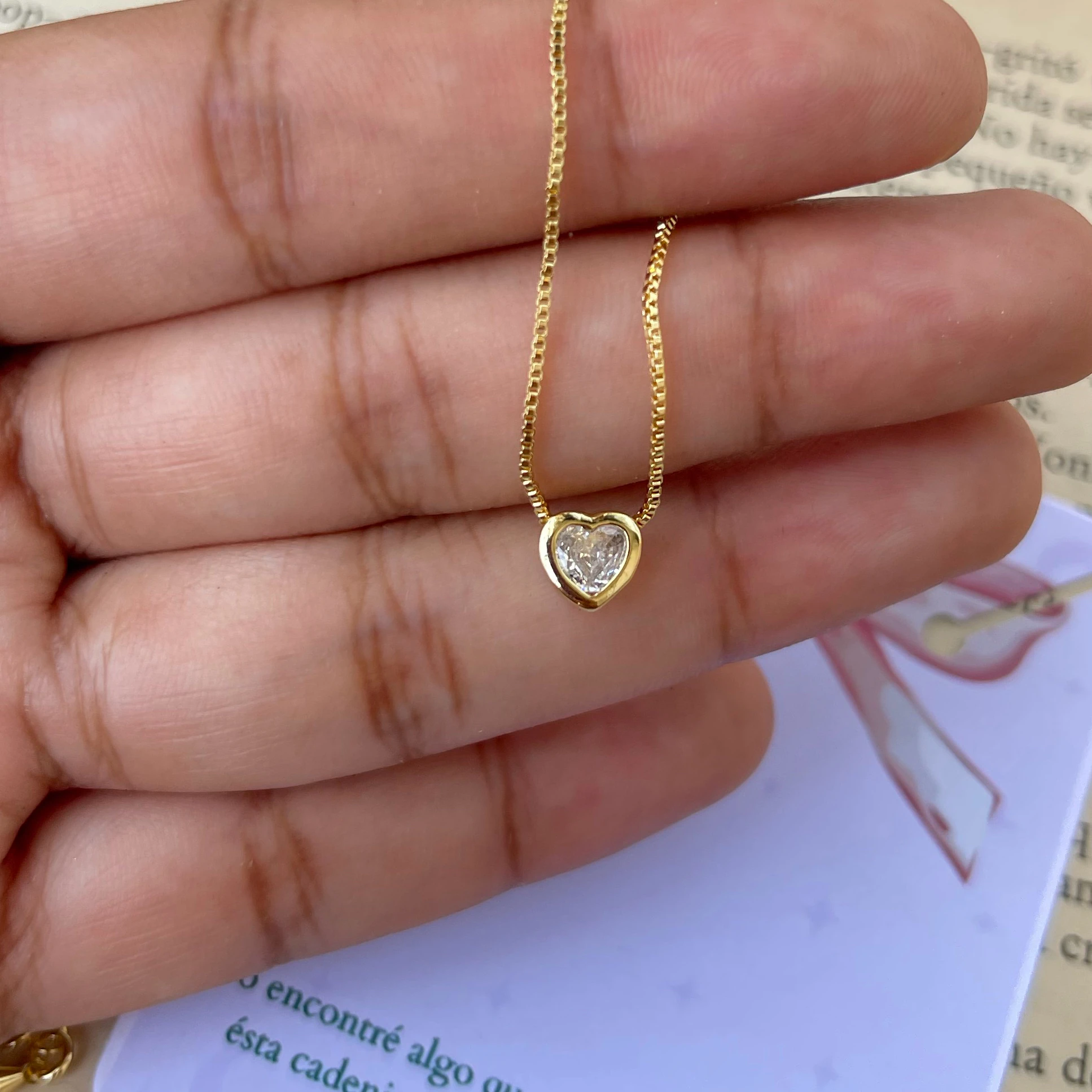 Cadena corazon mini brillante 3
